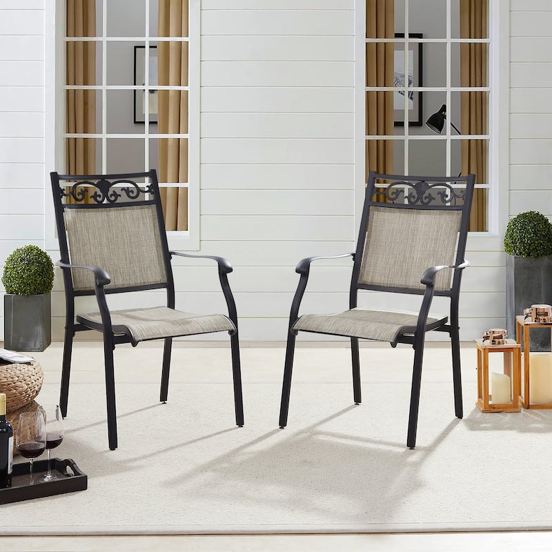 Outdoor Stackable Dining Chairs for All Weather, Set of 2 or 4 - 2 pieces