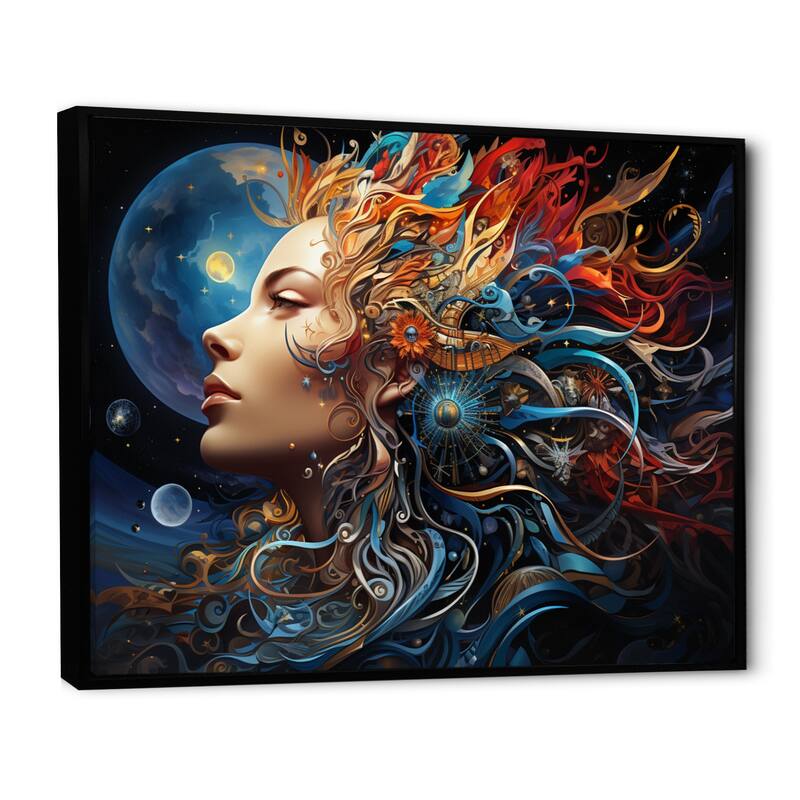 Designart "Surrealism Cosmic Surrender" Surrealism Framed Canvas Prints