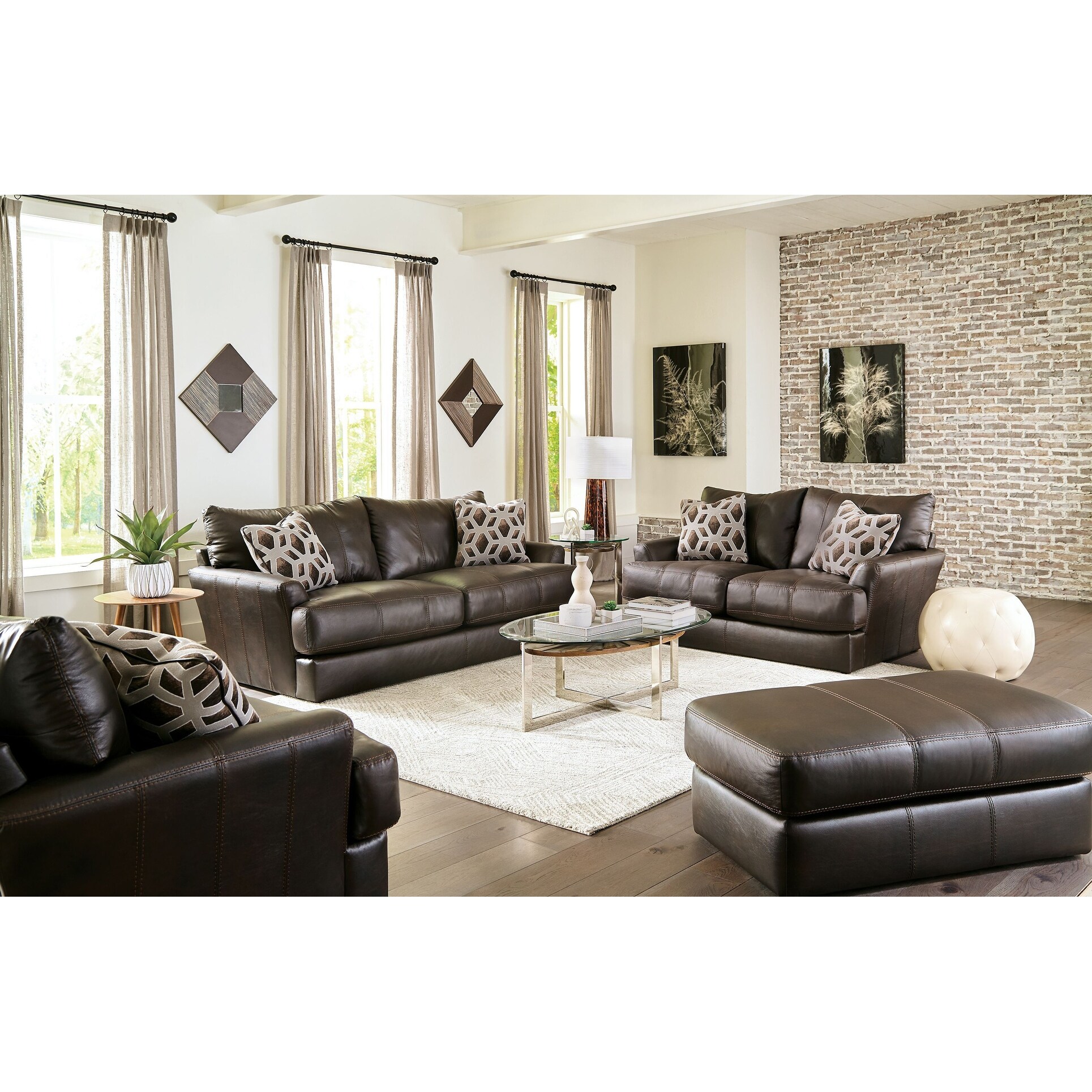 Genuine leather sofa and loveseat set sale