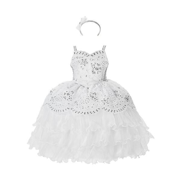 Shop Alegria Kids Baby Girls White Sequin Ruffle Organza