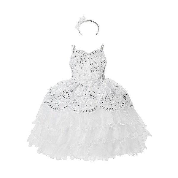 girls white sequin dress