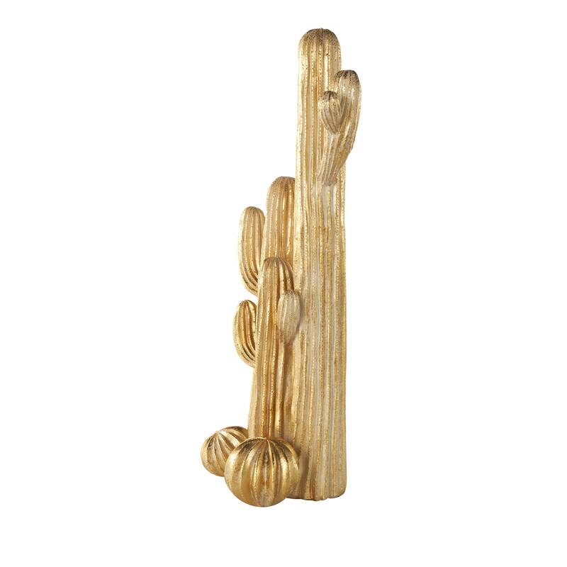 Gold Resin Layered Cactus Decorative Sculpture