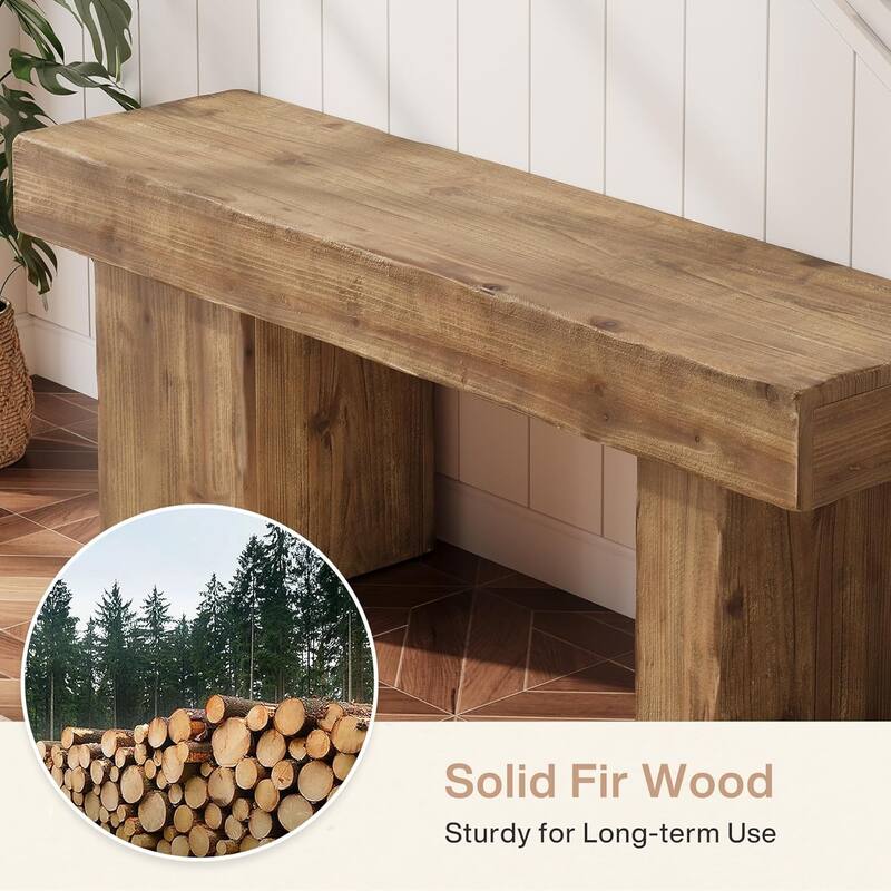 47” Farmhouse Solid Wood Bench with Thickened Seat