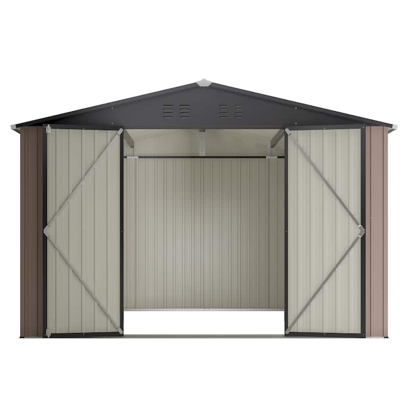 10'x10' Metal Storage Shed with Lockable Doors