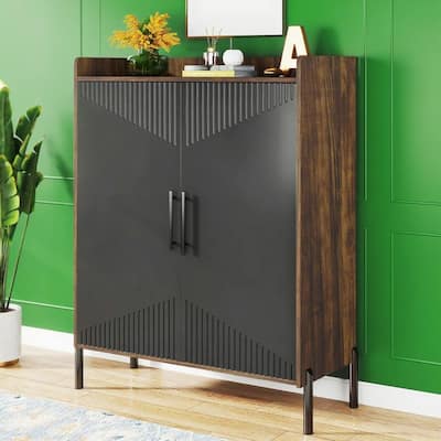 Modern 6-Tier Shoe Cabinet with Adjustable Shelves and 2 Doors for Hallway Entryway Storage - 35.43”L x 13.78”W x 42.52”H