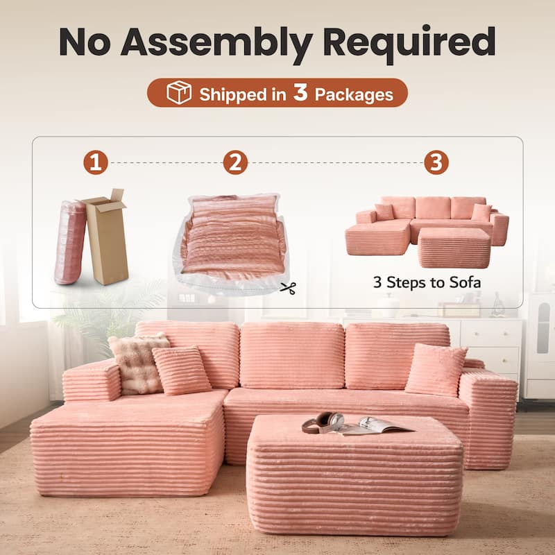 ​​OVIOS Lazy Chaise Lounge Sofa with Ottoman​