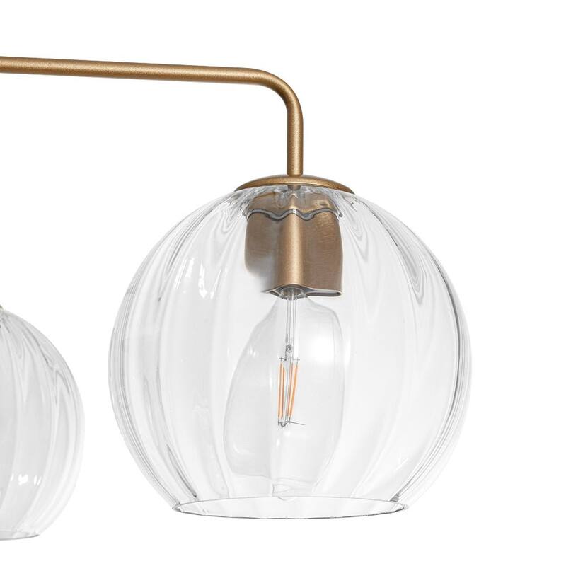 5-Light Modern Linear Clear Glass Sphere Chandelier for Dining Room - 33.5 in