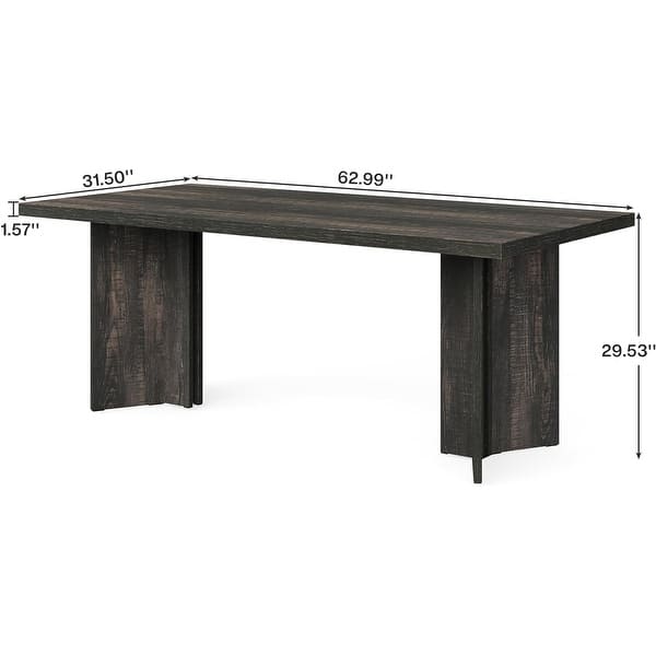dimension image slide 3 of 5, Farmhouse Rectangular Dining Table for 4-6 People