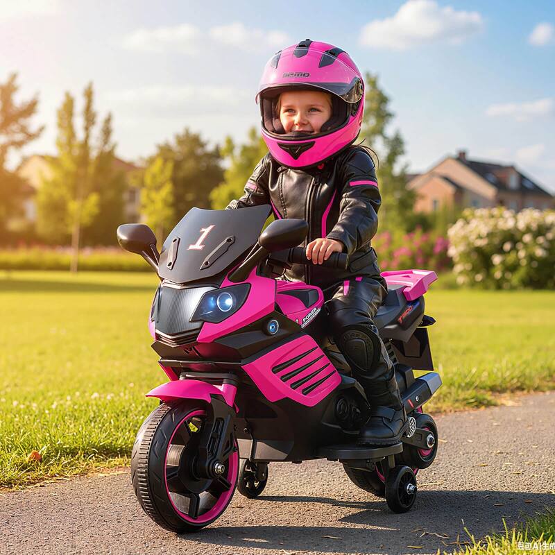 Costway 6V Kids Motorcycle with Music, Horn, Detachable Training