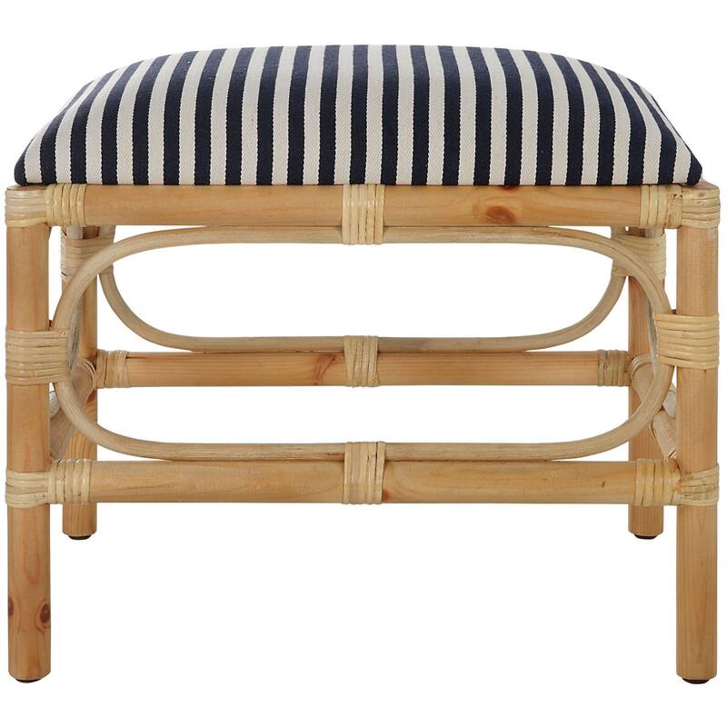 Uttermost 236-LAGUNA-BENCH-SMALL Laguna 24" Wide Framed Striped Bench - Navy / White