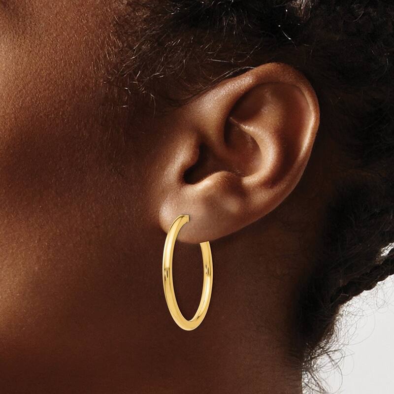 Curata 14k Yellow Gold Polished Non Pierced Hoops Earrings 30x30mm
