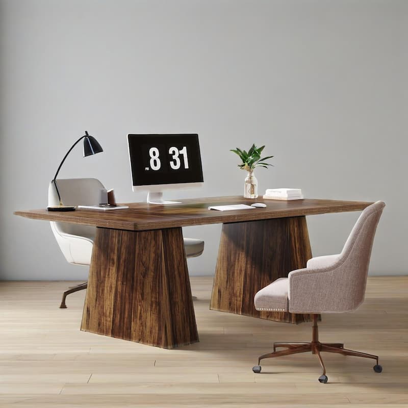 Wood Executive Desk Modern Double Pedestal Large Office