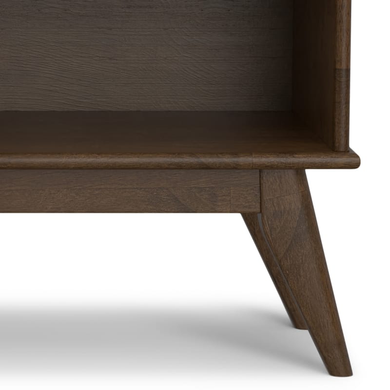 WYNDENHALL Tierney SOLID HARDWOOD 30 x 64 inch Modern Low Bookcase in Teak Brown - 14" d x 64" w x 30" h