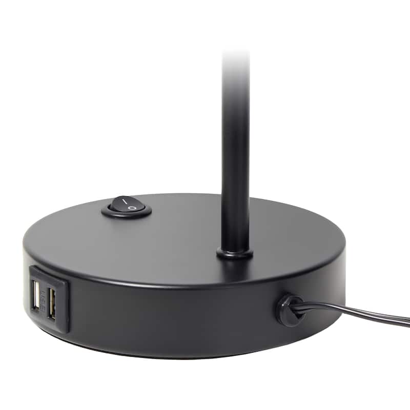 Modern Metal Desk Lamp with Dual USB Charging Ports Adjustable Arm Multiple Colors - 7.28” x 5.60” x 16”