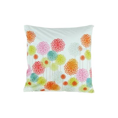 Fabric Accent Pillow with Floral Pattern, Multicolor