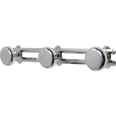 Wall Mounted Coat and Hat 3 Hooks Rail/Rack White or Chrome - 17" L x 2.7" D x 2.8" H