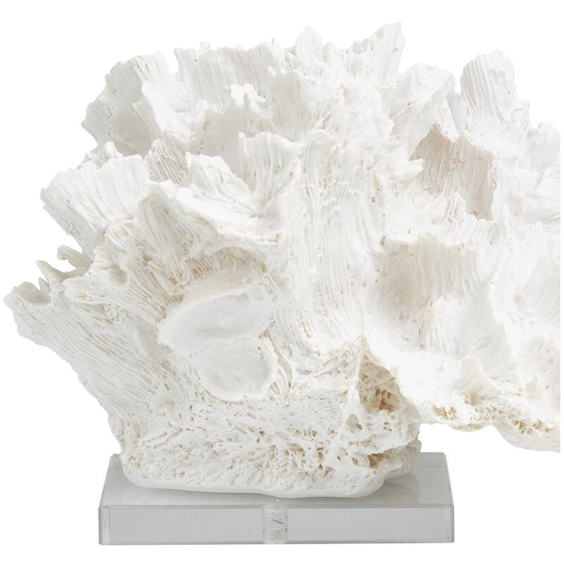 White Polystone Textured Coral Decorative Sculpture with Clear Acrylic Base