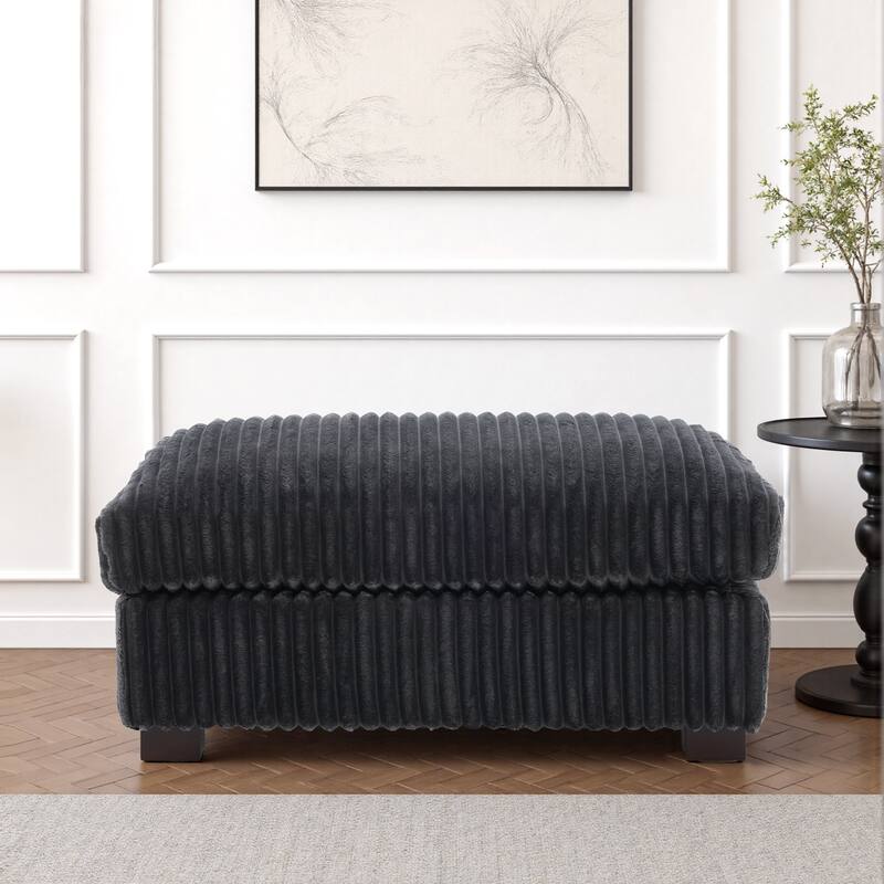40" W Oversized Rectangle Plush Corduroy Ottoman