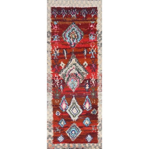 Tribal Moroccan Oriental Staircase Runner Rug Hand-knotted Wool Carpet - 2'6" x 7'10"