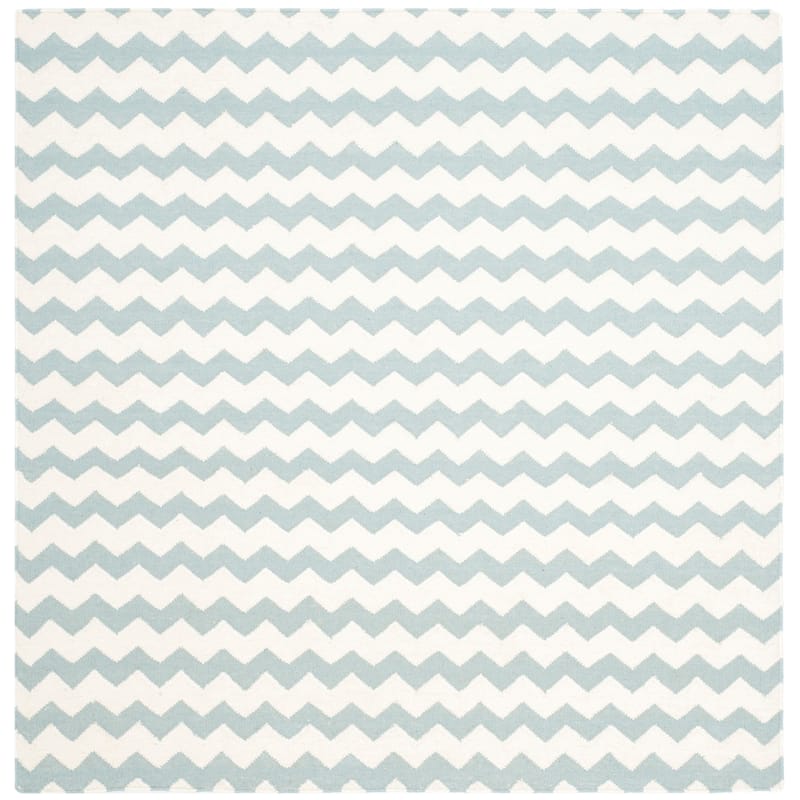 SAFAVIEH Handmade Flatweave Dhurries Kasturi Modern Wool Rug - 6' Square - Ivory/Blue