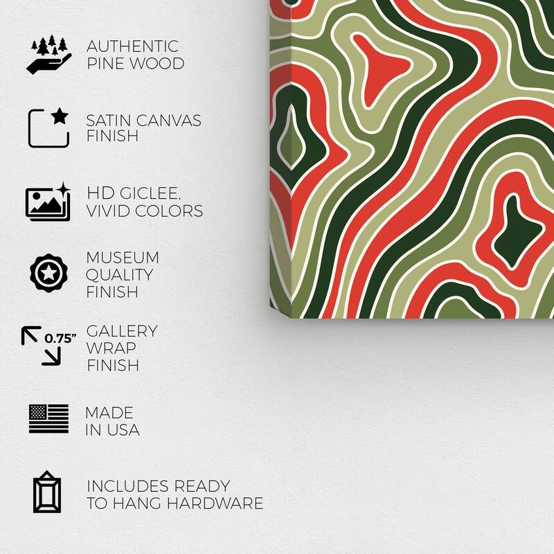 Wynwood Studio Canvas Abstract Colors of Holidays Retro Red Modern & Contemporary Wall Art Canvas Print