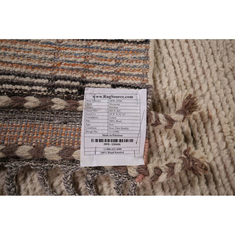 Earth Tone Moroccan Large Modern Area Rug Handmade Wool Carpet - 11'11"x 18'8"