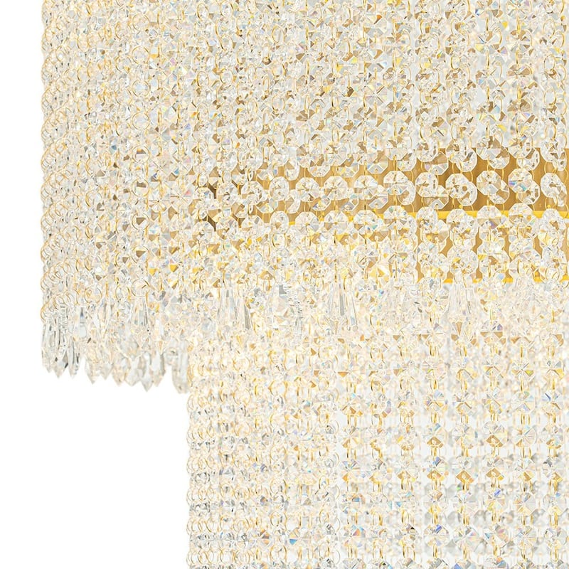 Luxury Faceted Crystal Dimmable LED Tiered Chandelier - Brass