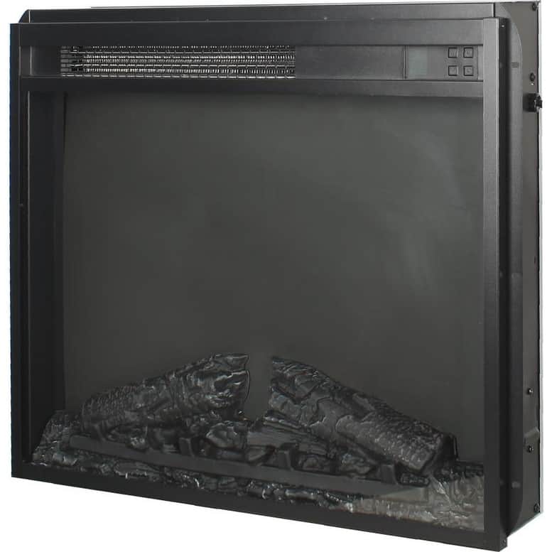 23 inch electric fireplace insert, ultra thin heater with log set & realistic flame