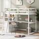 preview thumbnail 1 of 5, Sleek Twin Loft Bed with Desk, Shelves, and Storage Drawers in Pine Wood White