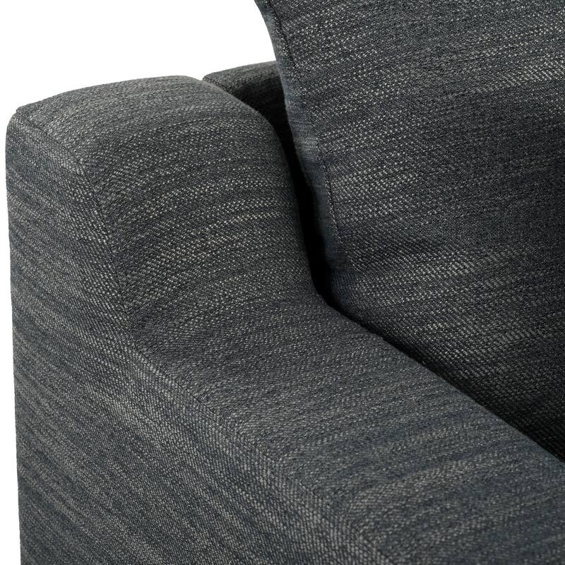 3 Seat Fabric Sofa, Couch Upholstered Leisure Couches with Deep Seats, Modern Square Arms Sofa with Wooden Legs