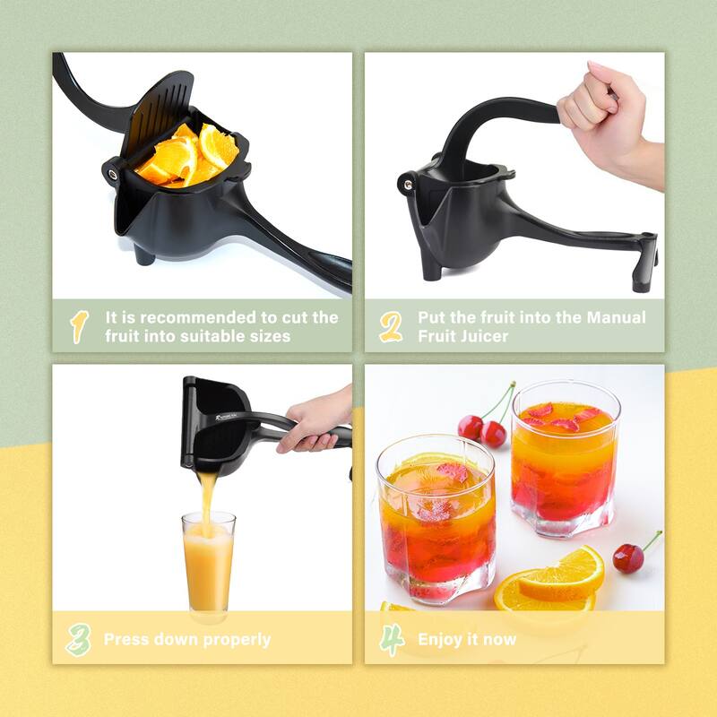 Black Manual Citrus Juicer, Hand Press Lemon Squeezer, Heavy Duty Juice