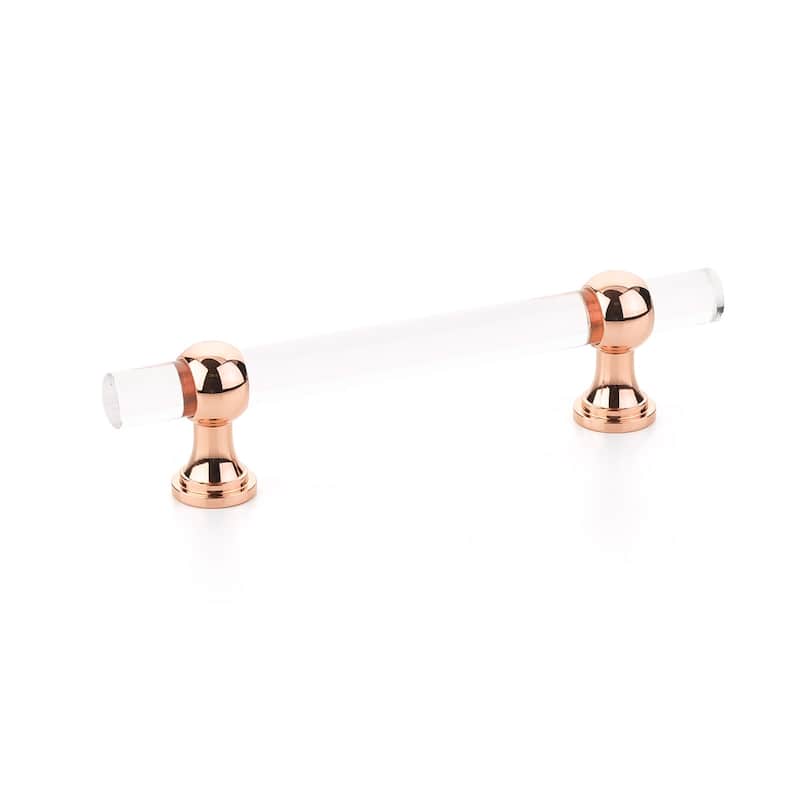 Schaub and Company Lumiere 4" Euro Modern Acrylic Bar Cabinet Handle - Polished Rose Gold