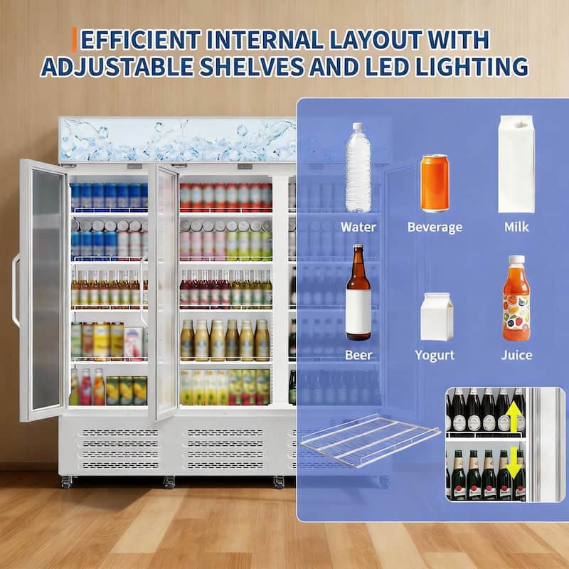 3 Glass Door Display Refrigerator, with 360° Circulation Cooling