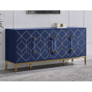 Best Master Furniture  65 Inch Lacquer Contemporary 4 Door Sideboard (Navy)