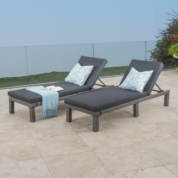 Puerta Outdoor Adjustable PE Wicker Chaise Lounge with Cushion by