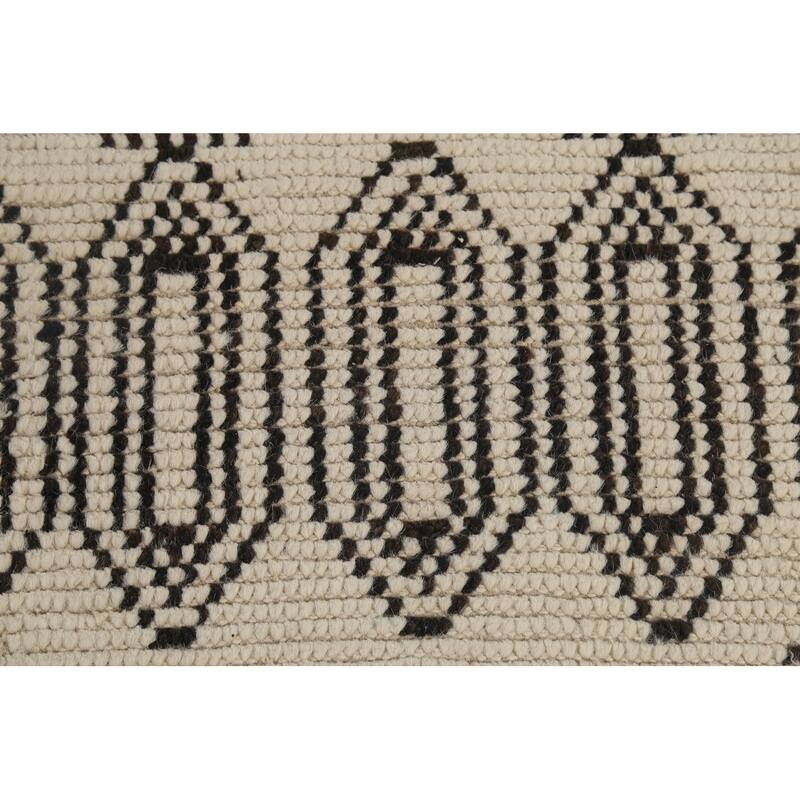 Moroccan Style Area Rug Hand-Knotted Oriental Beige Wool Carpet - 7'9"x 10'6"