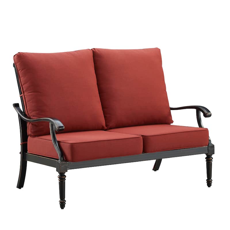 Black Aluminum Deep Seating Deep Seating Loveseat with Cushions