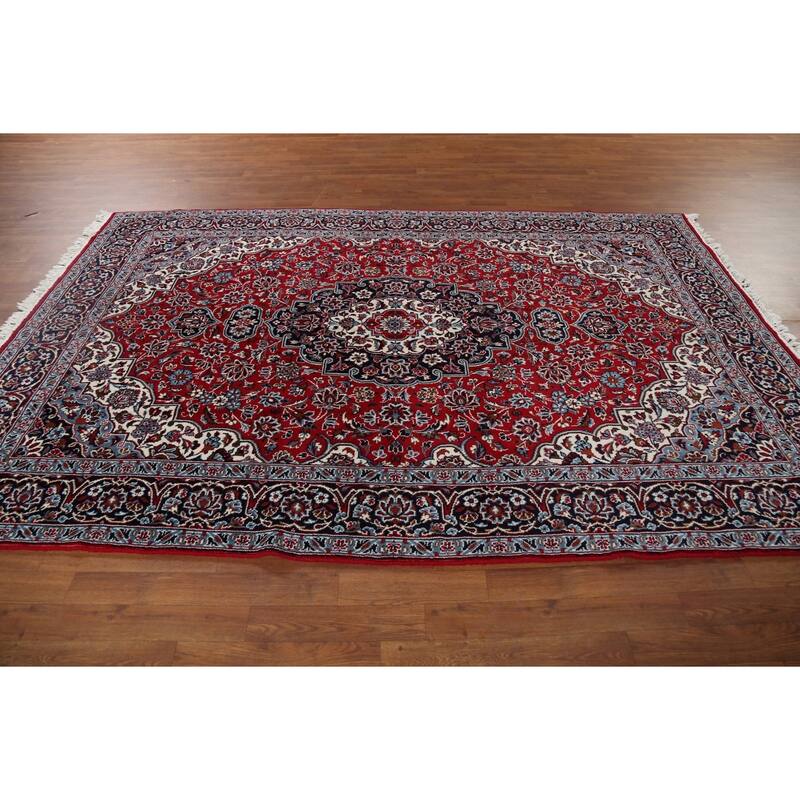 Traditional Mashad Turkish Area Rug Floral Red Machine Made Carpet - 6'3" x 9'6"