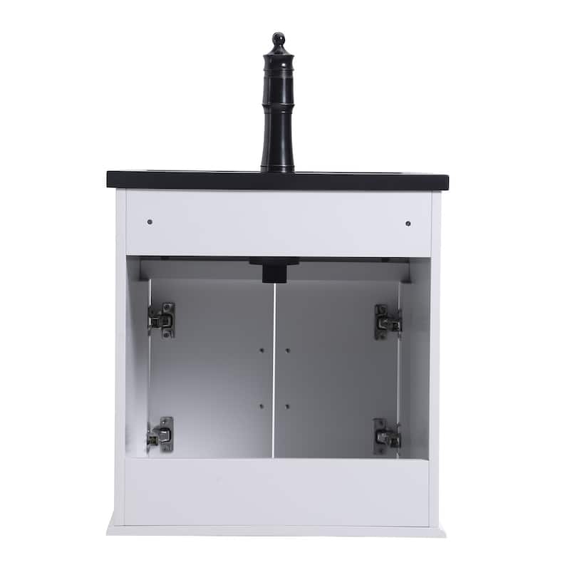 20.25" Lilian Black Bathroom Vanity with Sink, Black Brass Faucet and Drain