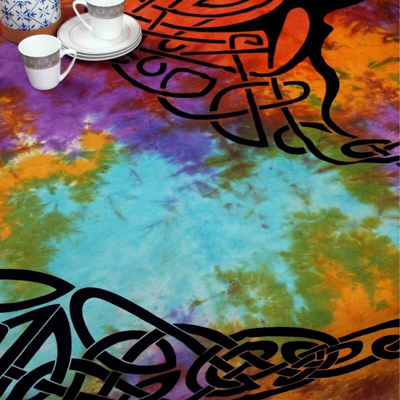 Cotton Celtic Tree of life Tablecloth Rectangle with Fringes