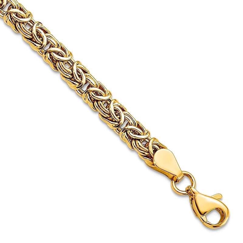 Curata 10k or 14k Yellow Gold 8mm 7" Woven Byzantine Bracelet