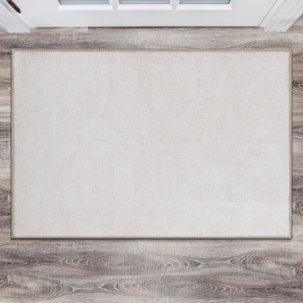 Contemporary Solid Machine Washable Area Rug