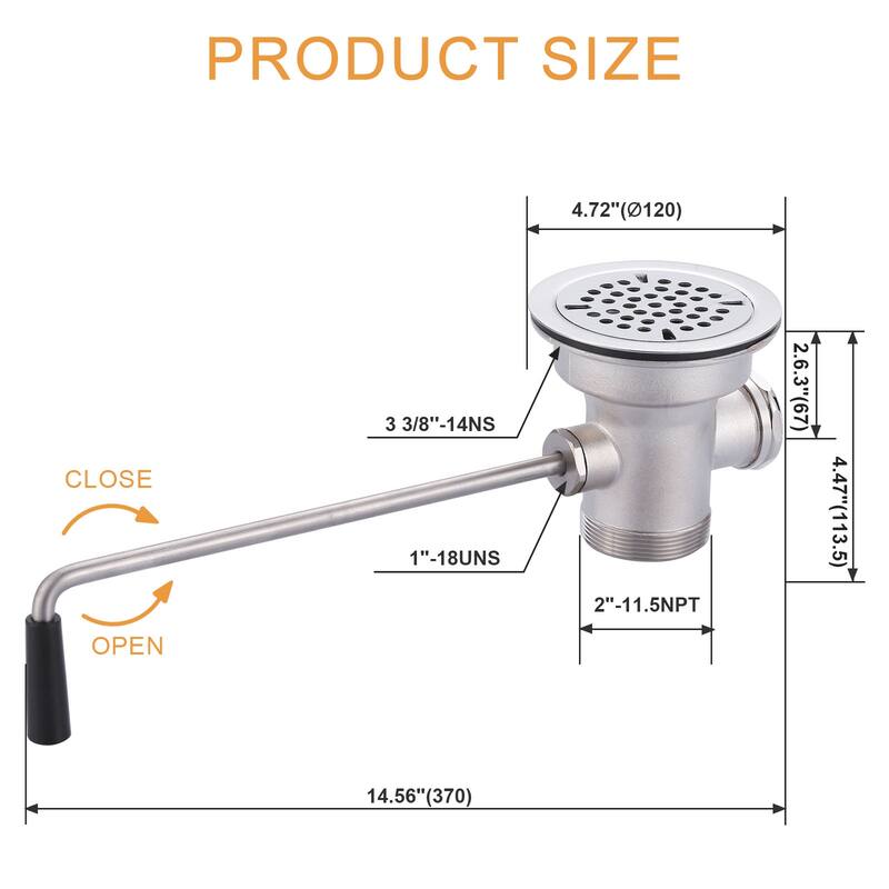 WOWOW 3-1/2 in. Sink Opening Waste Drain Valve