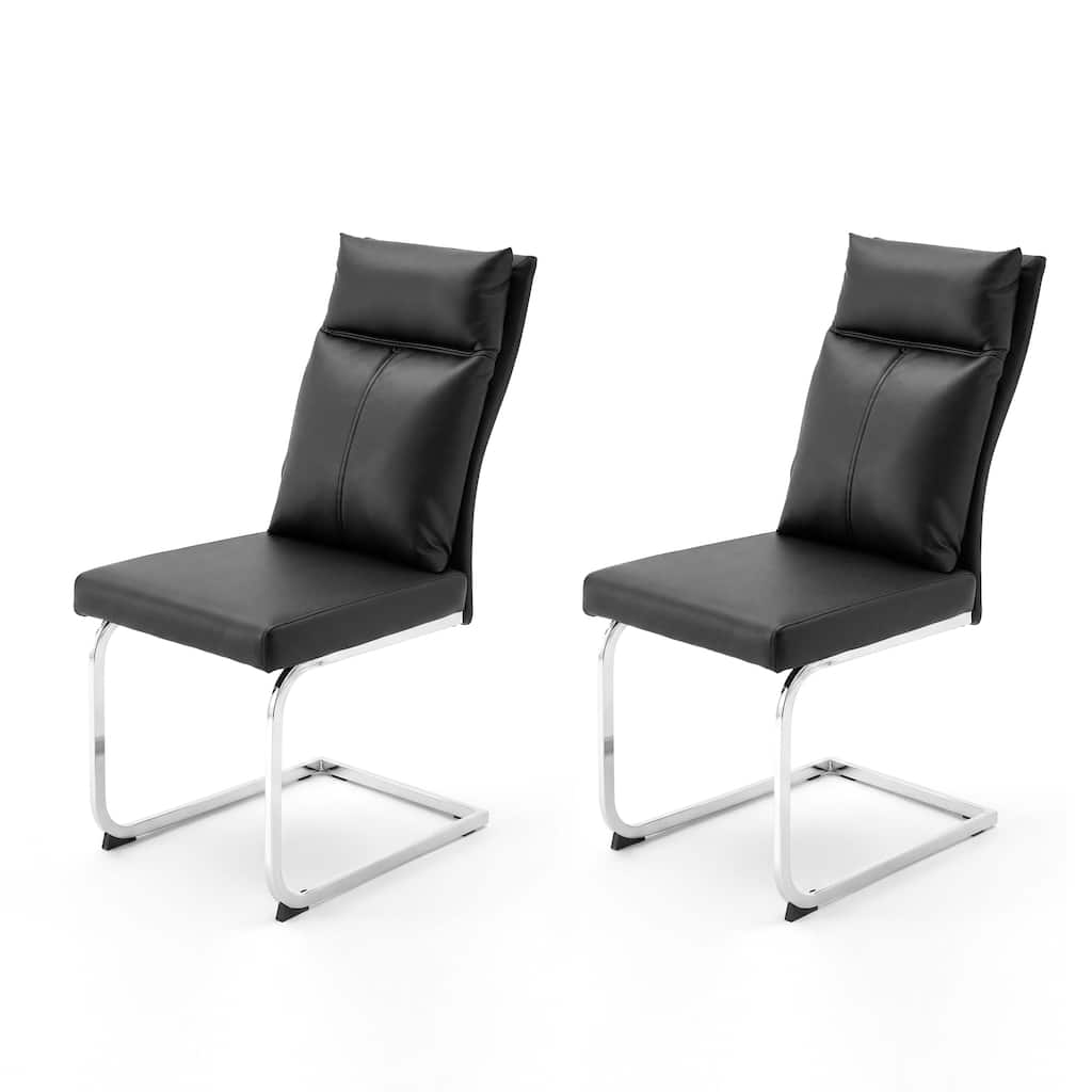 Dining Chair Set(2 Pieces)Modern Leather Imitation Soft Cushion Dining Chair,With Soft Cushion Backrest And Electroplated Legs