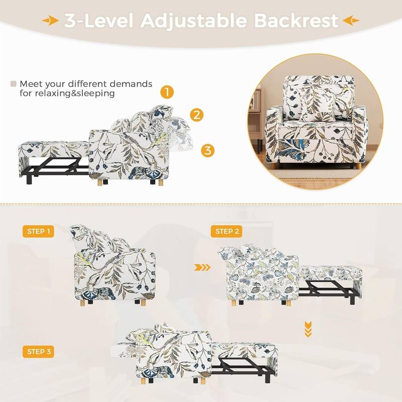 AECOJOY Adjustable Sleeper Chair Bed 3-in-1 Convertible Futon Sofa