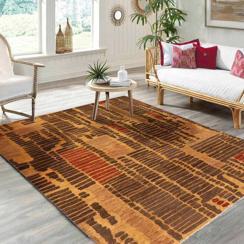 ECARPETGALLERY Hand-knotted Tangier Brown Wool Rug - 8'1 x 9'7