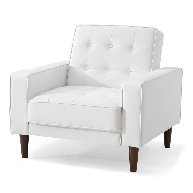 Button Tufted Sleeper Conversion Accent Chair - 36" - White