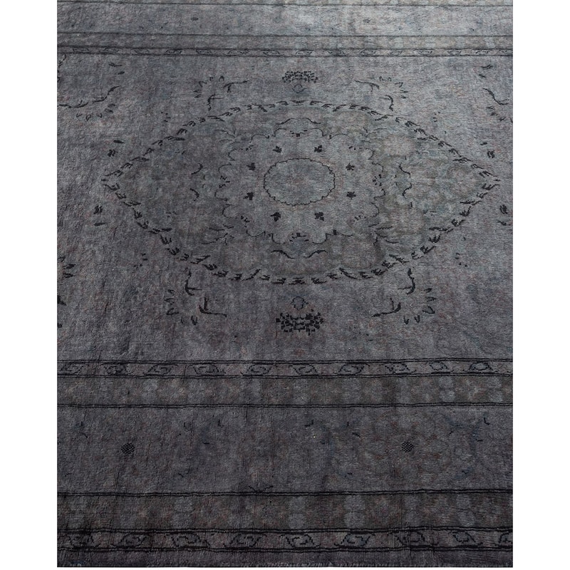 Overton Hand Knotted Wool Vintage Inspired Modern Contemporary Overdyed Gray Area Rug - 4' 1" x 6' 0"