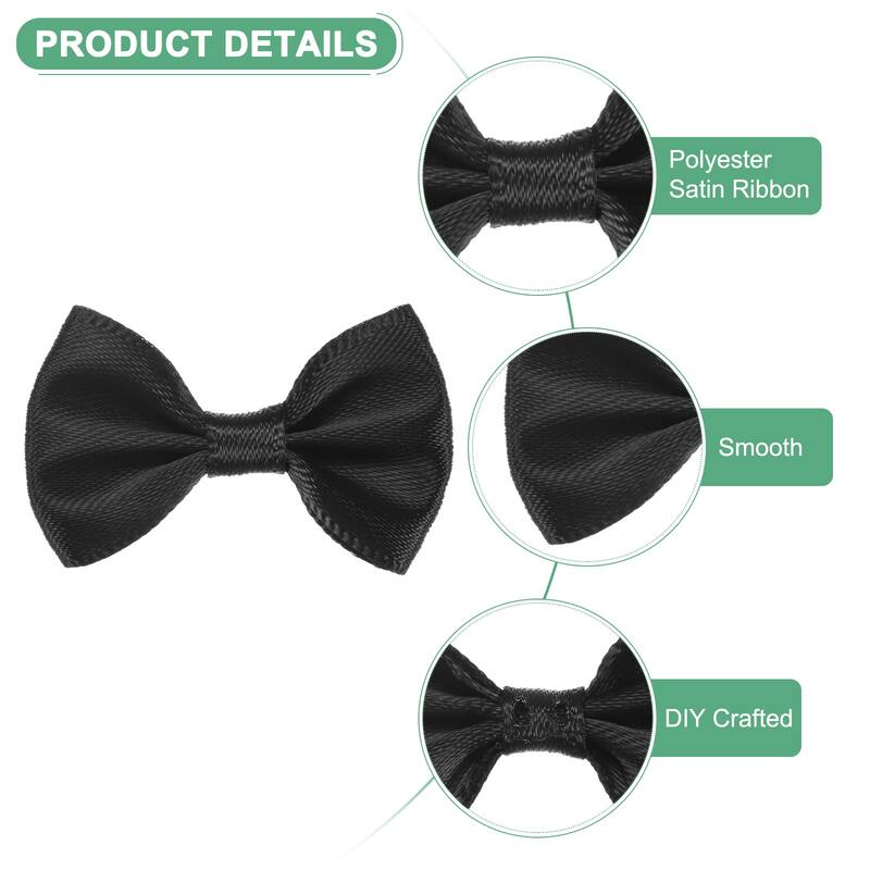 60-Pack Mini Craft Ribbon Bow 1.5x1 Inch for Craft DIY - Black