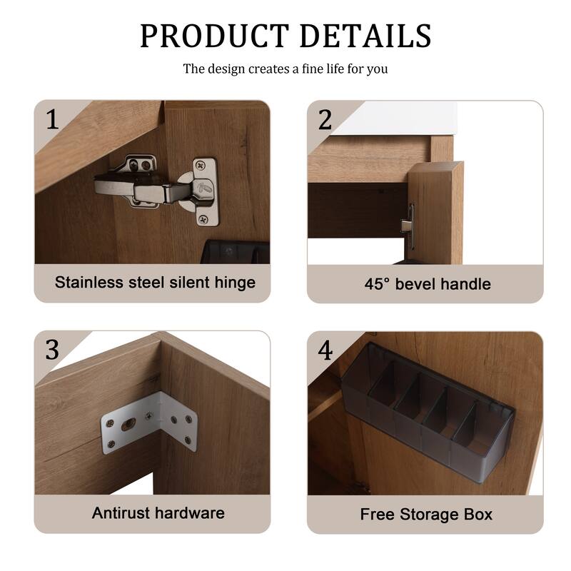 Beingnext 24"/30"/48"/60" Bathroom Vanity with Sink, Freestanding Bathroom Vanity with Soft Close Door and Shelf